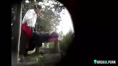 Kinky school girl fucked with BF outdoor bench In park. Desi voyeur сaught on mms