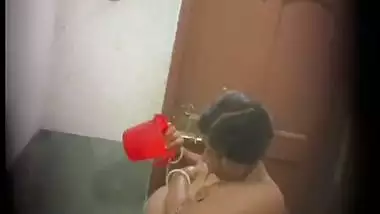 Huge boobs mom pouring water on breasts caught by son