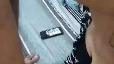 The man shoots a blowjob MMS of a whore sucking his cock